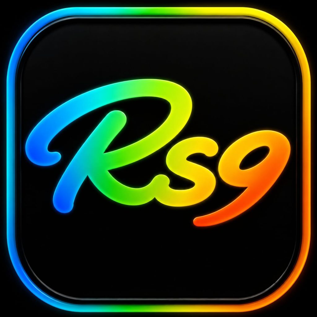 RS9 Game online casino interface with slot games and colorful gaming graphics